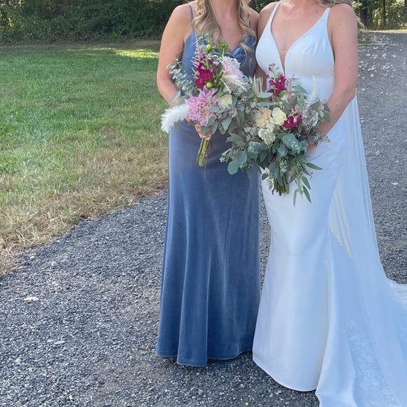 Jenny Yoo Sammi Velvet Dress in Sky - Picture 4 of 5